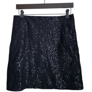 Ann Taylor Loft Black Skirt Sz 2 Wool with Sequin Embellishments Pockets Swiftie